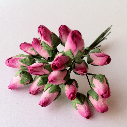 Букет мини-розочек закрытых 20 штук. Цвет розовый 2 тона