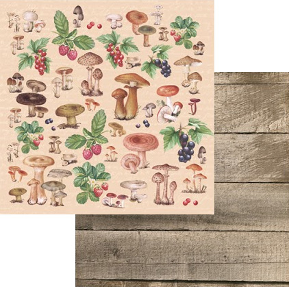 Бумага Scrapberrys "В лесу"Грибы и ягоды (SB498)