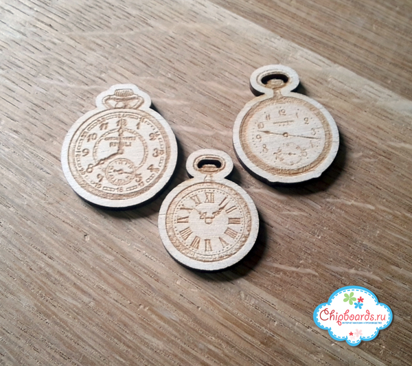 Деревянные украшения Chipboards "Серия"Фишки". Часики [1"