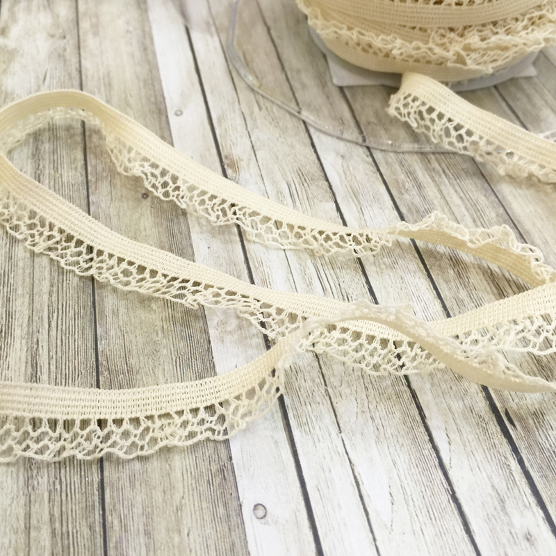 Кружевная резинка для блокнотов 1,5 см, цвет кремовый
