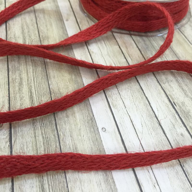 Шерстяная вязаная лента 1 см, цвет красный