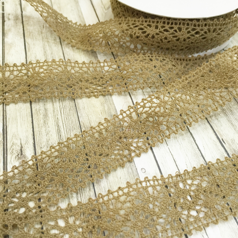 Кружево вязаное 22 мм, цвет коричневый