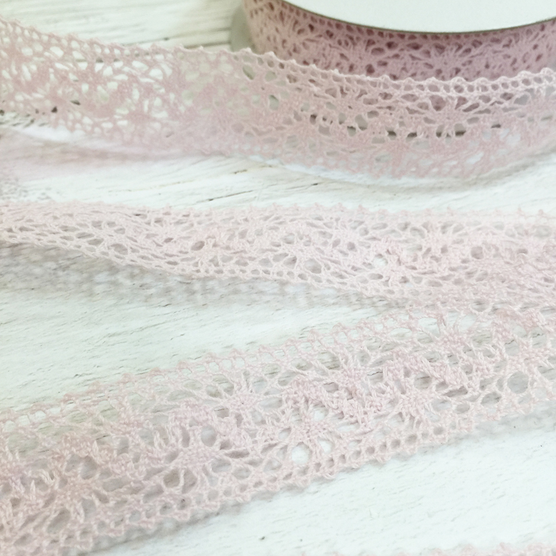 Кружево вязаное 22 мм, цвет бледный розовый
