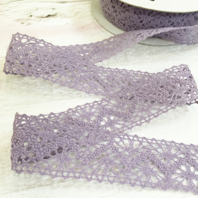 Кружево вязаное 22 мм, цвет сиреневый