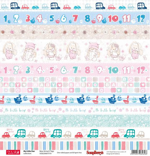 Бумага Scrapberrys "ЗайкаМи Малыши" Полоски (SB539-1)