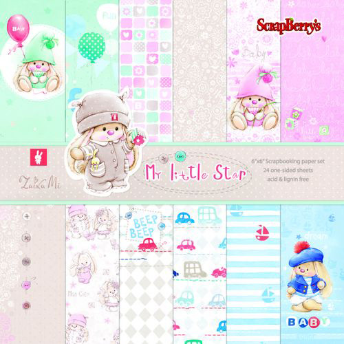 Набор бумаги Scrapberrys 15х15 см "ЗайкаМи Малыши"