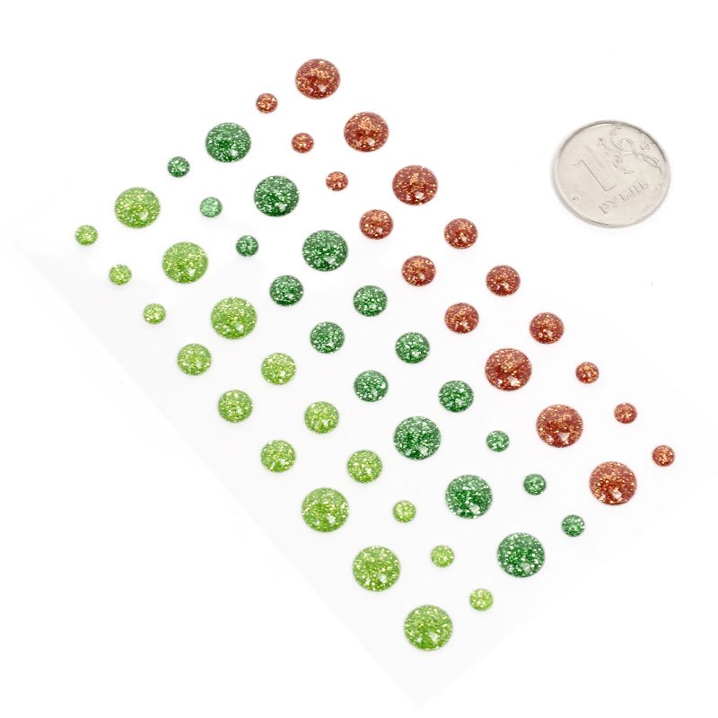 Эмалевые мерцающие точки (дотс)"Зелёно-красный"