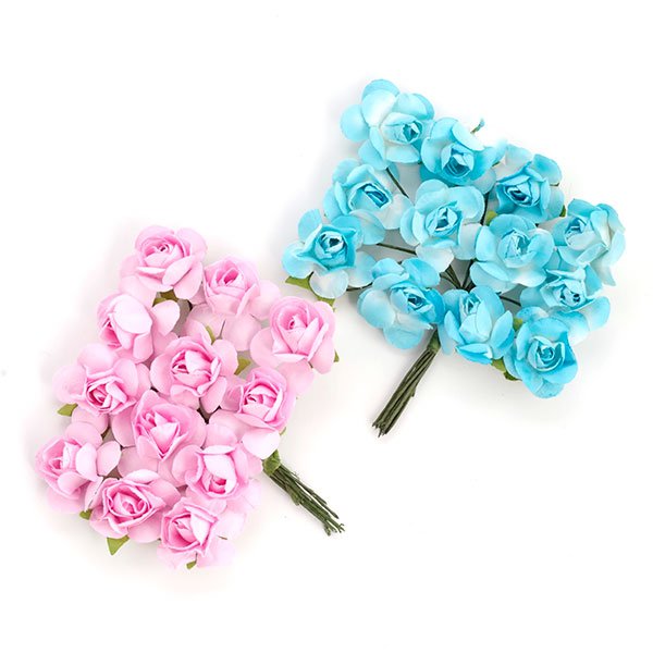 Набор роз 2 см Magic , цвет розовый и голубой