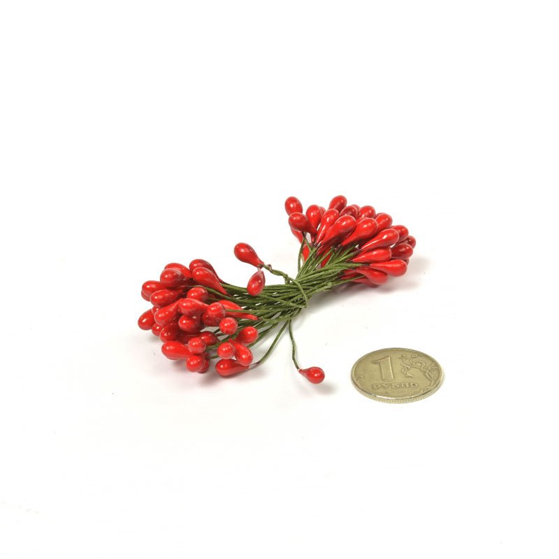 Тычинки на проволоке Magic, цвет красный матовый, 45 шт,