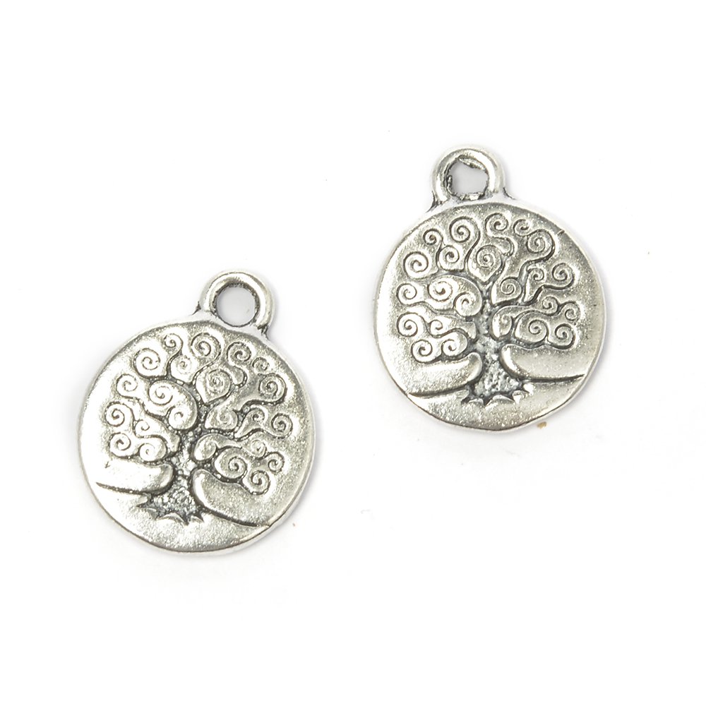 Подвеска металлическая "Монетка с деревом", цвет серебряный (315)