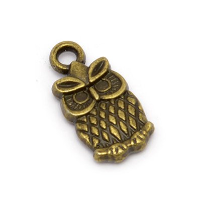 Подвеска металлическая "Мини-сова". Цвет античный бронзовый.