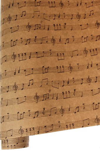 Бумага в рулоне 100 х 70 см, цвет крафт "Ноты"