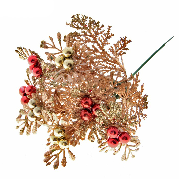 Декор новогодний золотой с морошкой