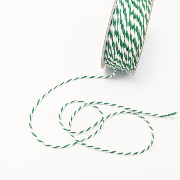 Шнур двухцветный 2 мм Gamma, цвет зелёный с белым