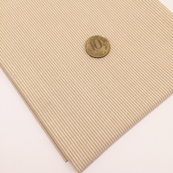 Ткань лоскутная 50 х 55 см "4514", бежевая полоска на кремовом