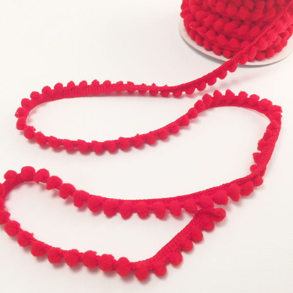 Тесьма с помпонами Blitz, цвет красный