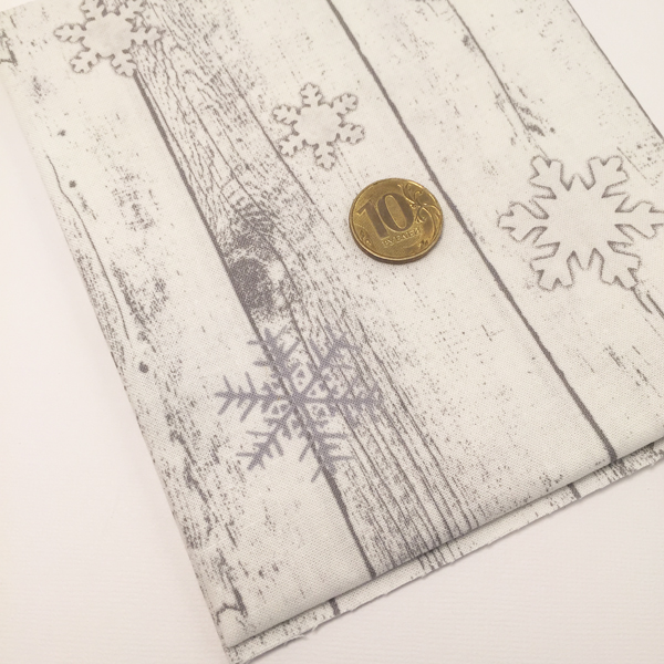 Ткань лоскутная 50 х 55 см "4494", деревянный фон со снежинками