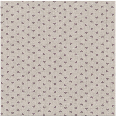 Ткань лоскутная 50 х 55 см лён+хлопок "18", сиреневые сердечки