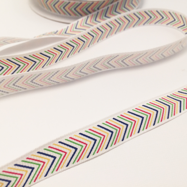 Лента репсовая 12 мм Gamma, разноцветный шеврон