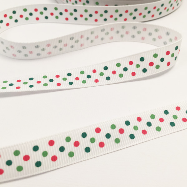 Лента репсовая 12 мм Gamma"Рождественский горох"