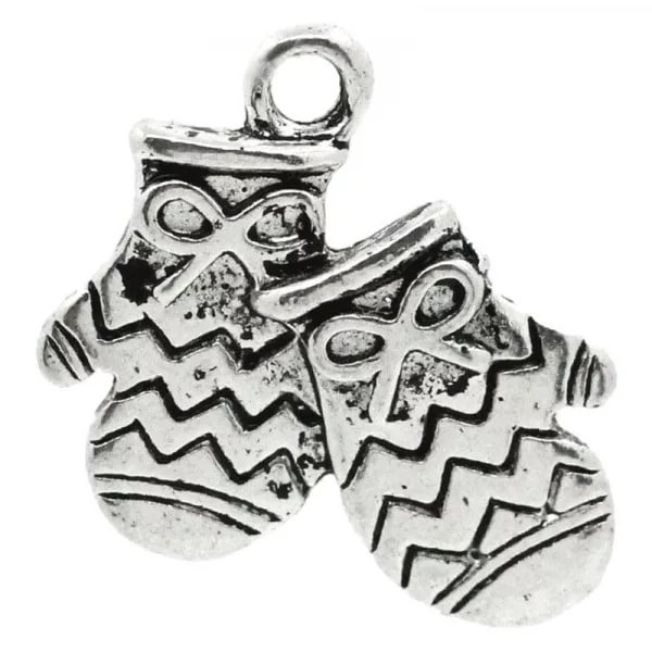 Подвеска металлическая "Варежки" цвет серебряный (12)