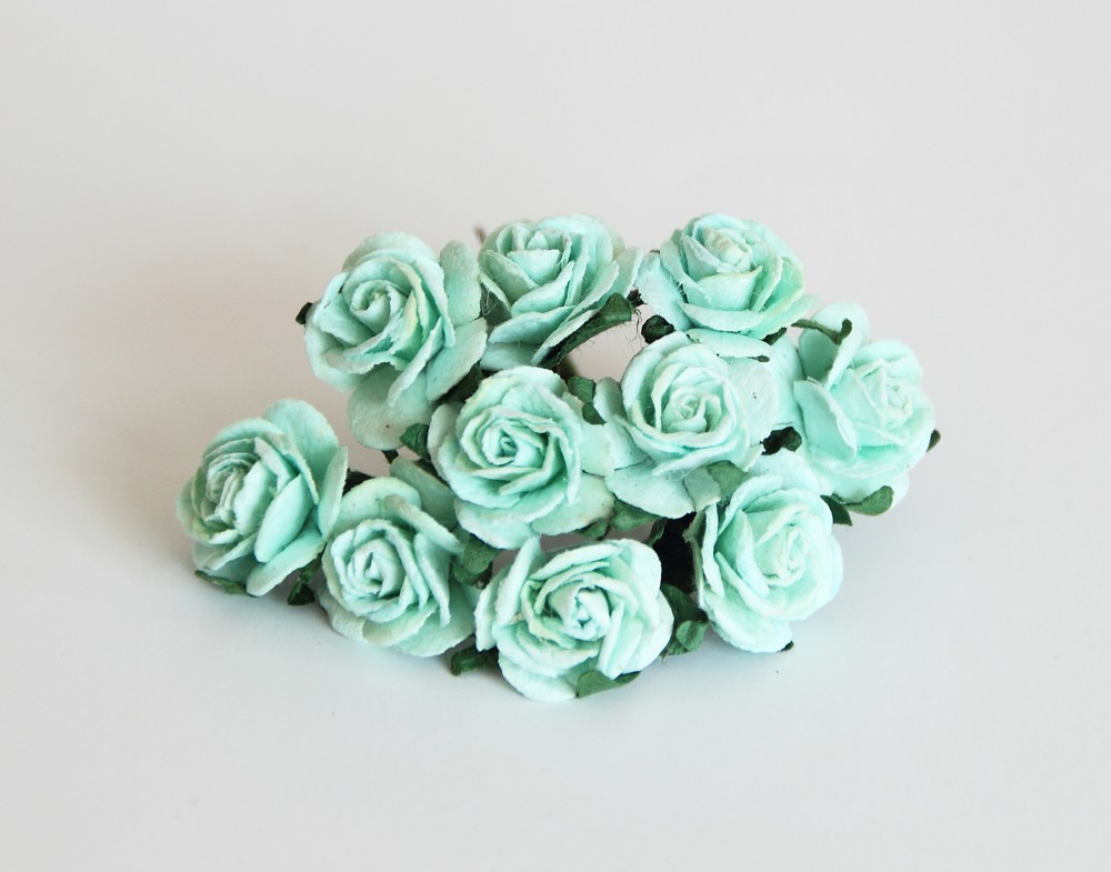 Букет розочек открытых 2 см. Цвет мятный