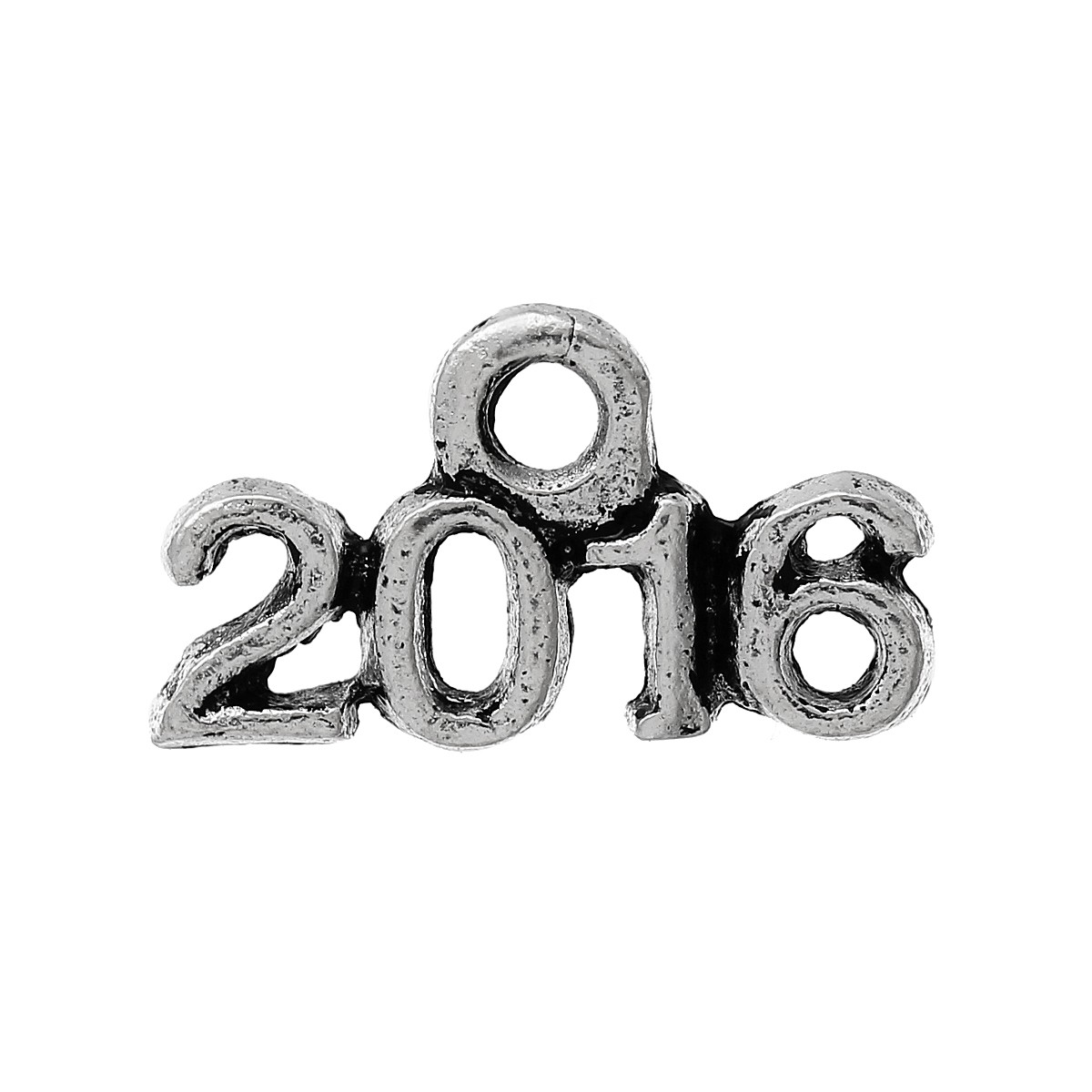 Подвеска металлическая "2016". Цвет серебряный.