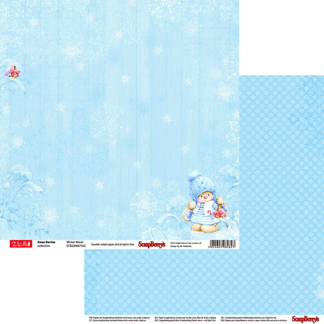 Бумага Scrapberrys "Зимняя ягодка" Снегопад (SB563)