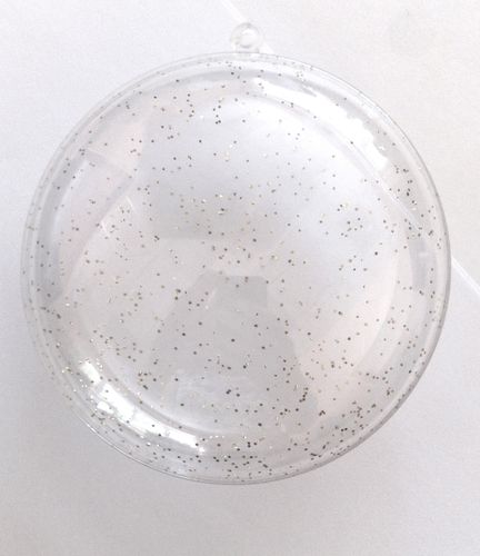 Заготовка из пластика Плоский шар с серебряным глиттером 11 см