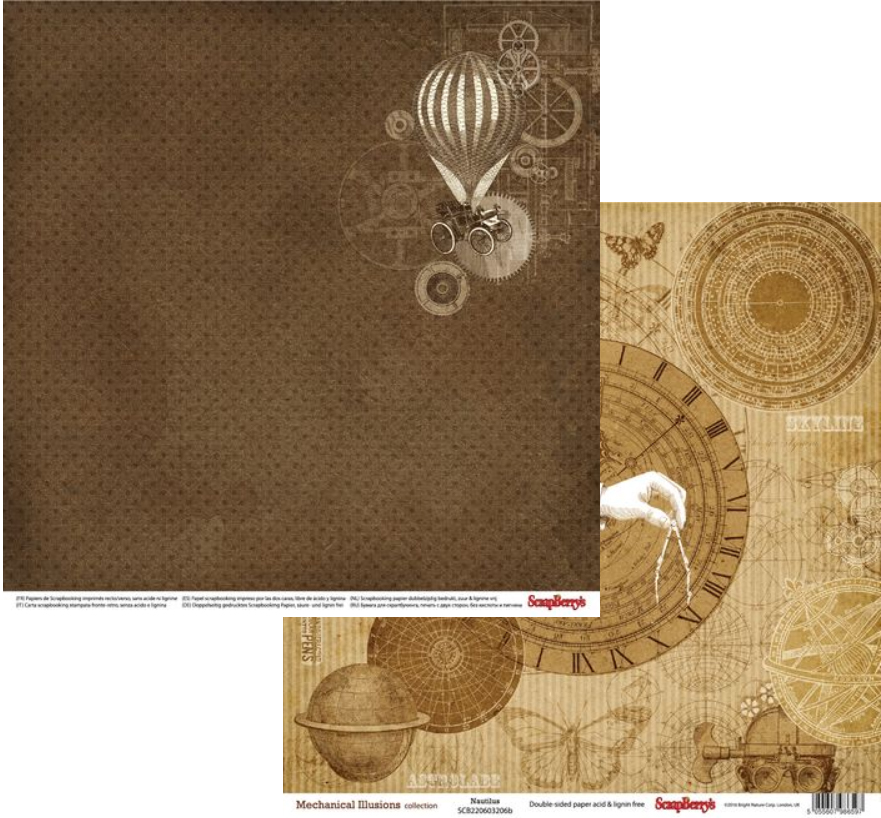 Бумага Scrapberrys "Механические Иллюзии"Наутилус (SB247)