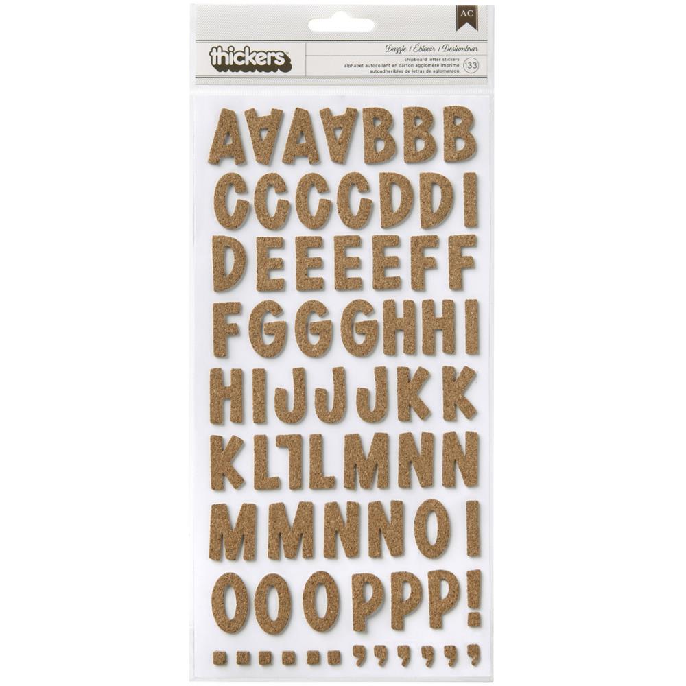 Наклейки American Crafts "Алфавит", Dazzle , пробковые 15 х 27 см