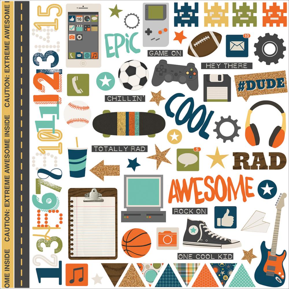 Картонные наклейки Simple Stories "So Rad", 30 х 30 см