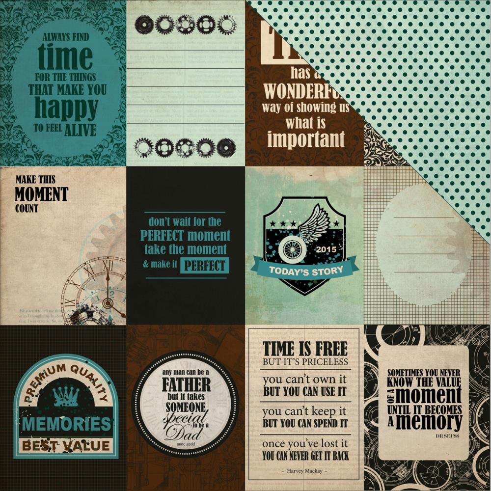 Двусторонняя бумага Kaisercraft "Time Machine" Gadget (Kaiser454)