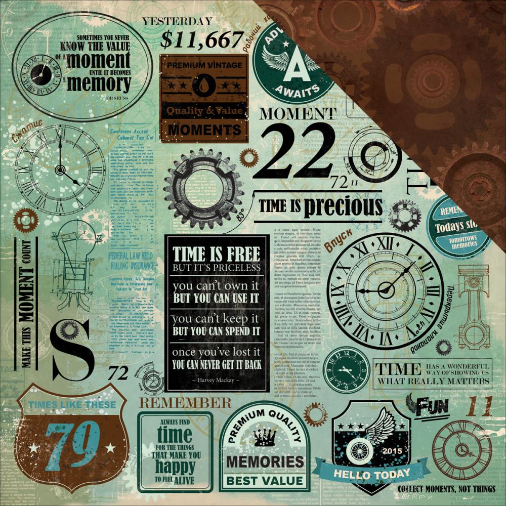 Двусторонняя бумага Kaisercraft "Time Machine" Scriptorian (Kaiser457)