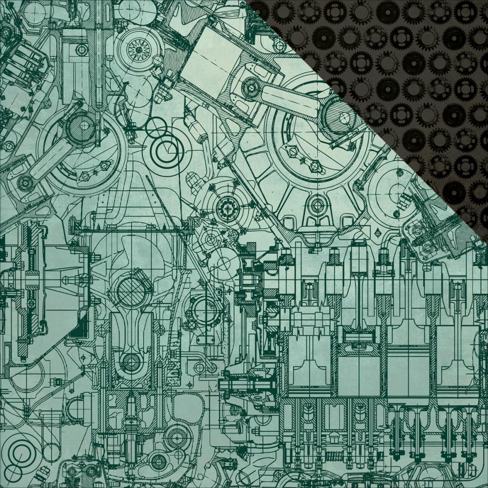 Двусторонняя бумага Kaisercraft "Time Machine" Mechanism(Kaiser458)