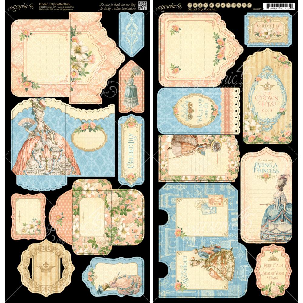 Набор тегов и конвертиков Graphic 45 "Gilded Lily"