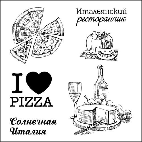 Набор штампов Scrapberrys "Итальянские каникулы. Итальянский ресторанчик"