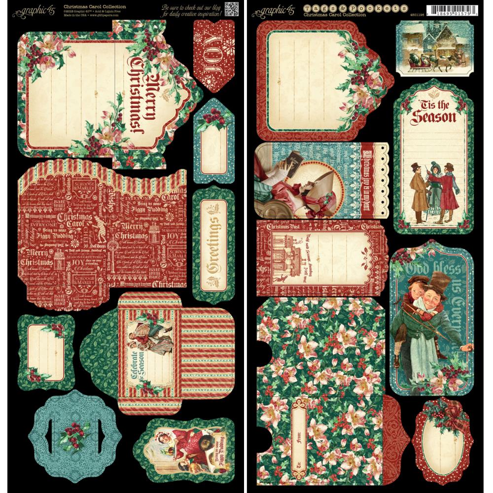 Набор тегов и конвертиков Graphic 45 "A Christmas Carol"