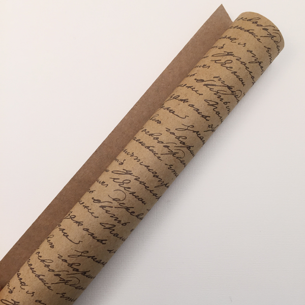 Бумага крафт 100 х 70 см с рисунком "Скрипт" ,цвет натуральный