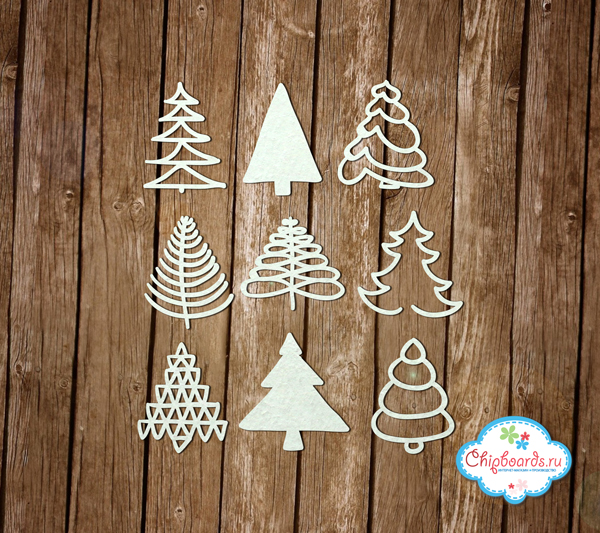 Чипборд Chipboards "Детские рисунки. Елочки"