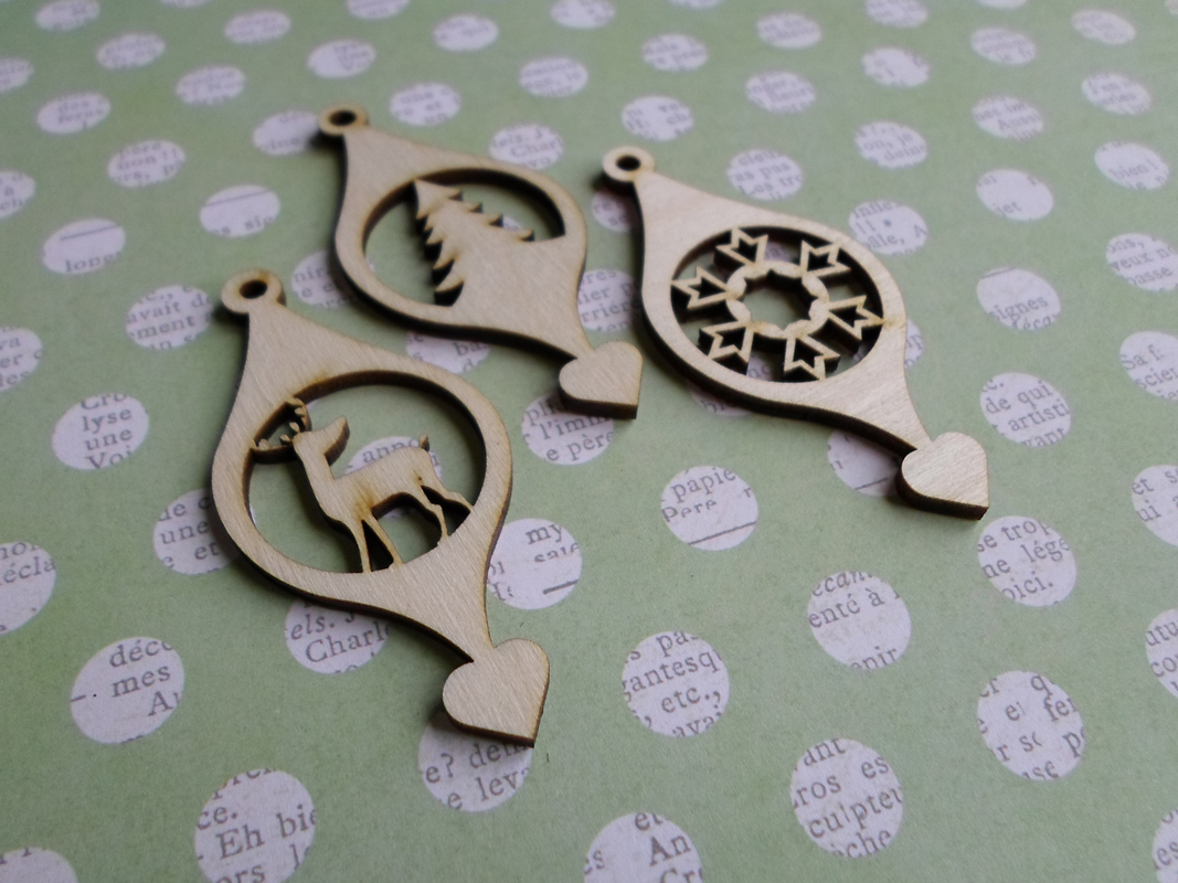 Деревянный украшения Chipboards "Елочные игрушки-2"