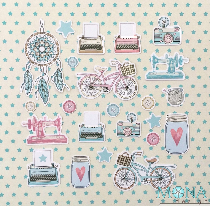 Набор картонной вырубки MONAdesign "Живи,люби, твори"