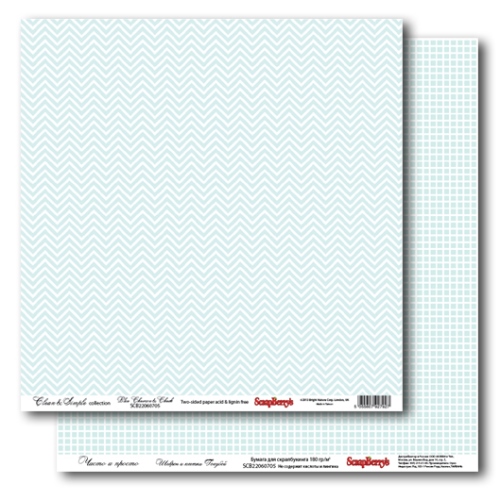 Бумага Scrapberrys "Шеврон и клетка Голубой" (SB304)