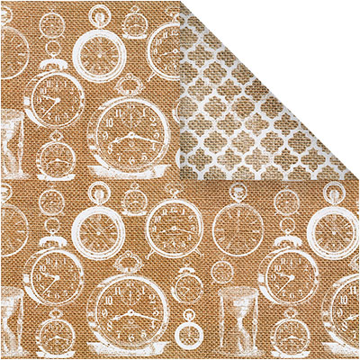 Бумага MrPainter "Мешковина" ,орнамент и часыPSN1509-3