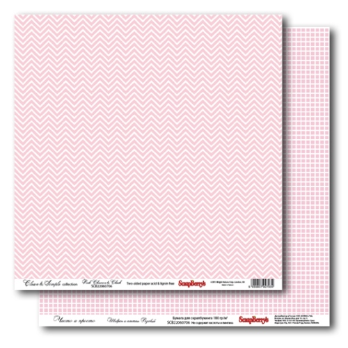 Бумага Scrapberrys "Шеврон и клетка Розовый" (SB307)