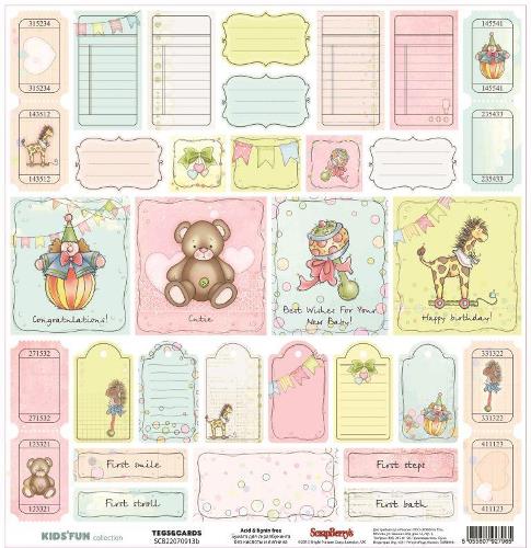 Односторонняя бумага Scrapberrys "Теги и Карточки англ " (SB144-1)