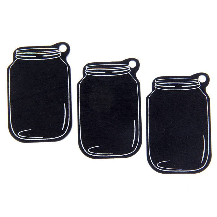Набор деревянных тегов Артузор "Баночки чёрные, меловые"