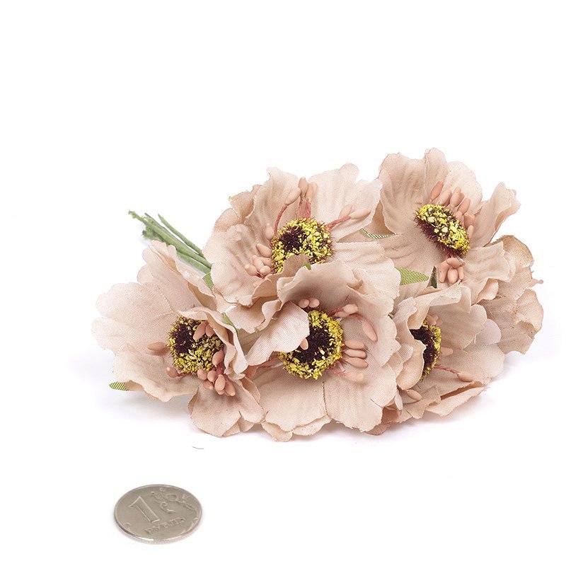 Букет тканевых бегоний, цвет бежевый