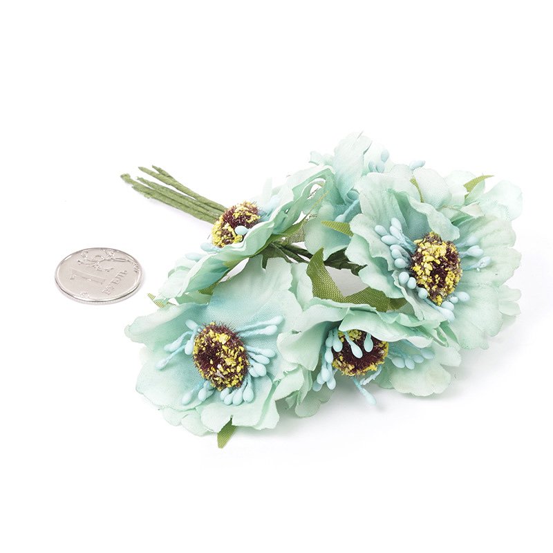 Букет тканевых бегоний, цвет бирюзовый