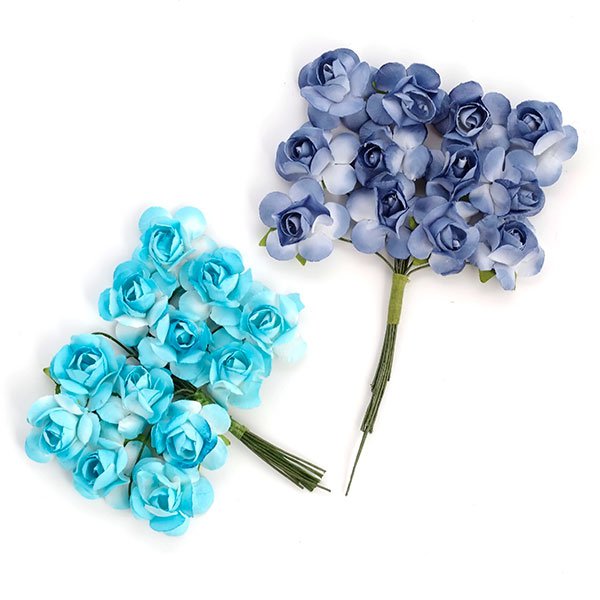 Набор роз 2 см Magic , цвет синий и голубой